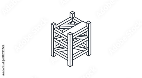 Simple Line Drawing of a Cage Structure.