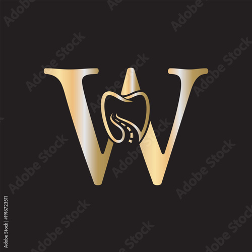  Dental Logo Combine With Letter W Vector Template