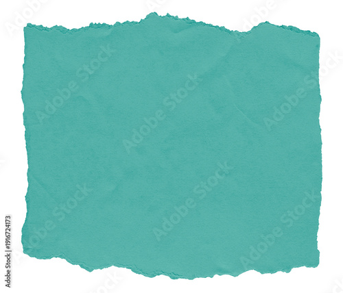 Canvas Print A torn piece of  turquoise color paper texture isolated