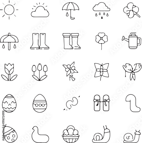 Spring Equipment Icons Pack. Thin line icons set. Flaticon collection set. Simple vector icons