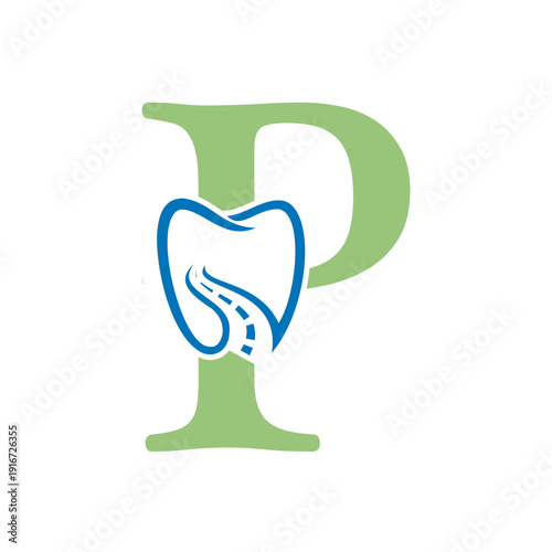  Dental Logo Combine With Letter P Vector Template