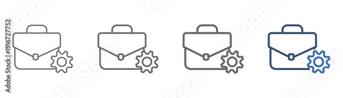 
outline icon set work in progress with briefcase and gear design