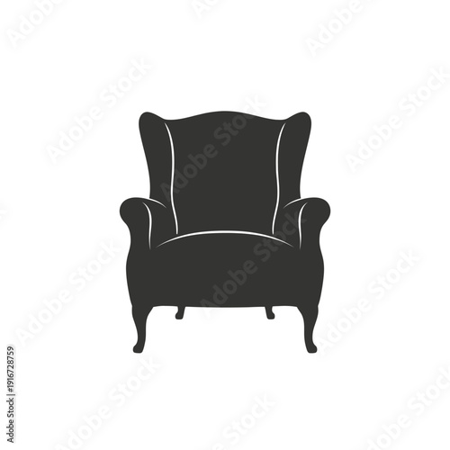 A vintage wingback chair with intricate details and elegant design isolated on white background, Vector, illustration