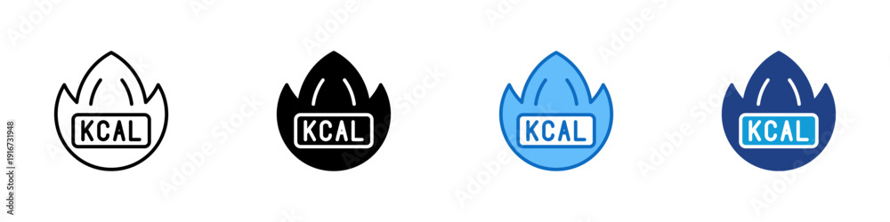 Εκτύπωση καμβά Calorie Burn Multiple Style Icon Design Vector - Flame with kcal label represent