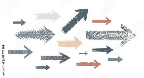 Colorful arrows pointing in different directions on white background 