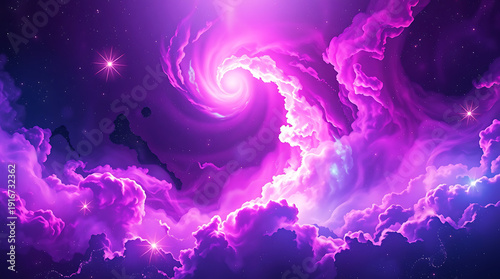 Surreal Cosmic Vortex with Purple and Pink Nebula Clouds