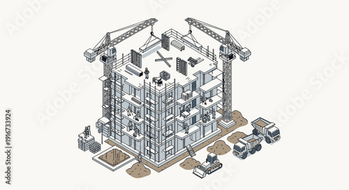 Isometric View of Building Under Construction 1.