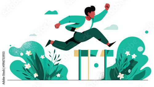 A person leaps over a hurdle, symbolizing overcoming challenges and achieving goals