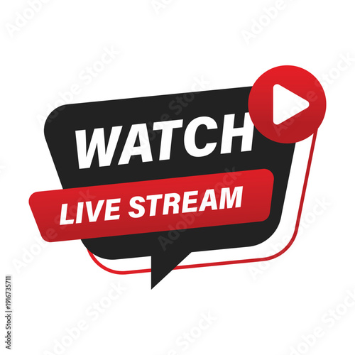 professional watch live stream button tag for broadcasting digital media content on social media platforms