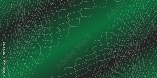 Soccer Ball illuminated green light in the Goal Net. 3D CG. High resolution.