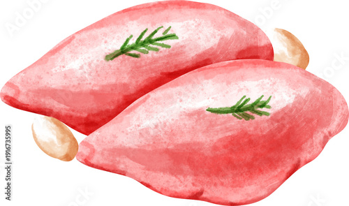 Photos watercolor chicken breast meat
