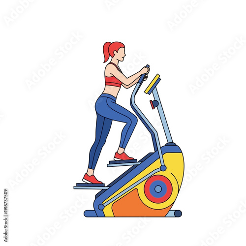 Woman Exercising on Elliptical Machine