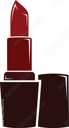 Red lipstick tube with open cap