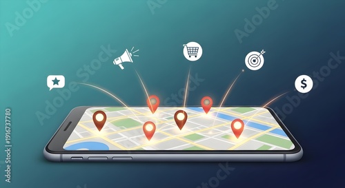 Local Search Marketing and Geo-Targeted SEO Strategy for Business Visibility Concept