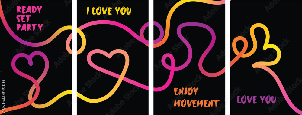 Obraz premium Vibrant heart design with love messages