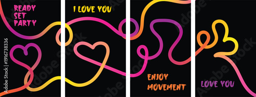 Vibrant heart design with love messages