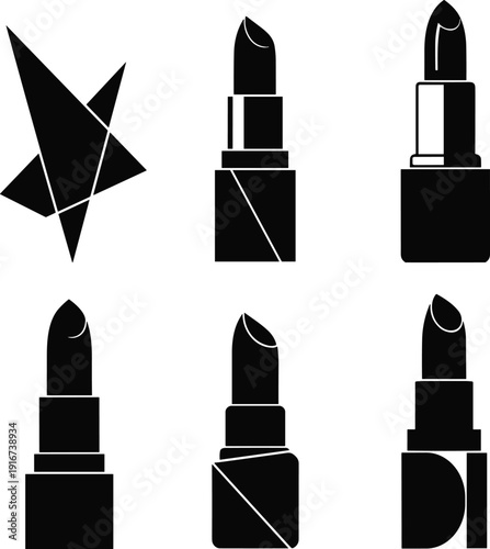 Set of elegant lipstick icons in modern style
