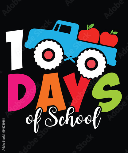 100 Days of School print template shirt design