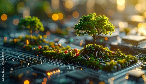 Algorithmic growth model powered by artificial intelligence in a sustainable technological environment