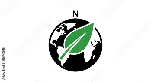 Earth with green leaf on globe symbolizing nature and environment from da 179