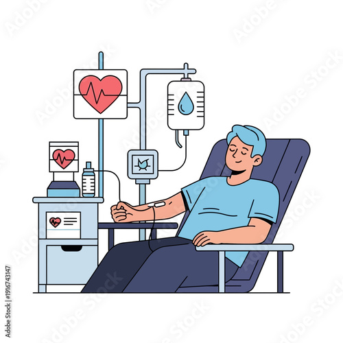 Patient Donates Blood in Medical Clinic