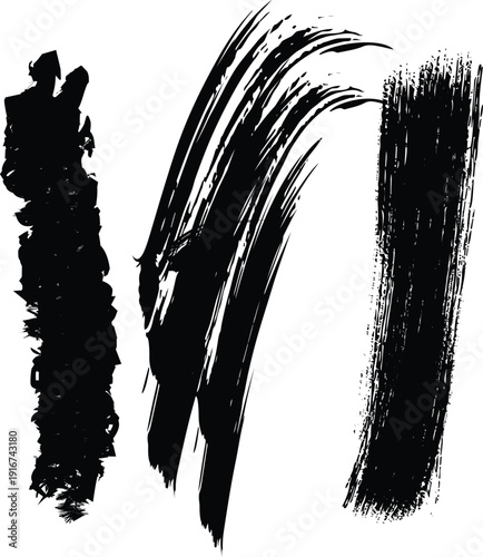 Abstract brushstroke art depicting dynamic, flowing black lines against a plain background