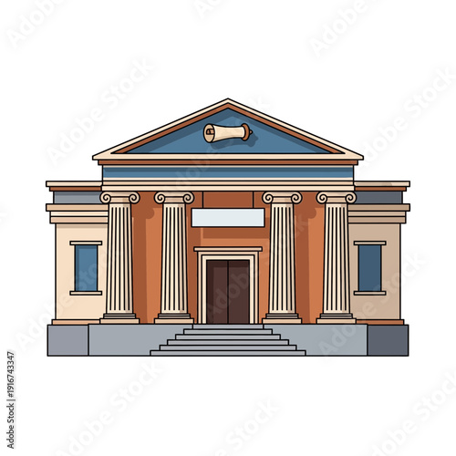Classical Bank or Government Building with Columns