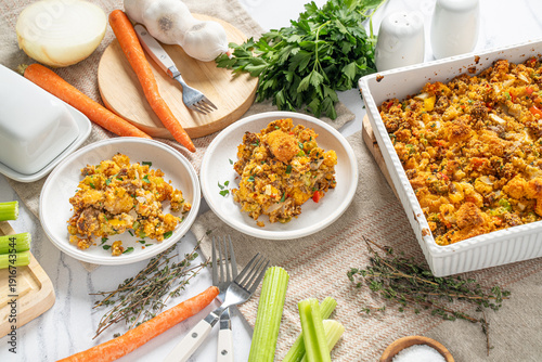 Εκτύπωση καμβά Thanksgiving holiday side dish cornbread stuffing