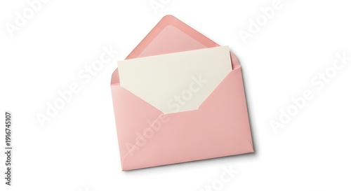 Envelope With Card For Letter Paper Or Invitation On White Background With Shadow. AI Generated.