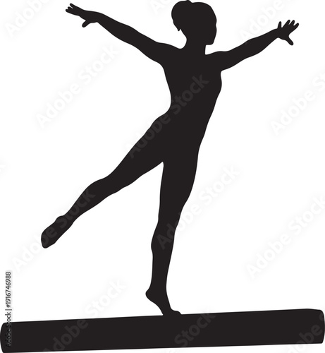 Silhouette of a ballerina woman dancing in a graceful yoga pose vector illustration