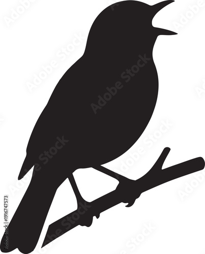 Wallpaper Mural Black silhouette of a crow bird sitting on a tree branch illustration Torontodigital.ca