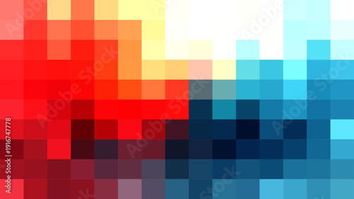 Vector Abstract mosaic of vibrant colorful pixelated squares creating a dynamic visual, with a play of light and shadow, evoking art and digital aesthetics. 