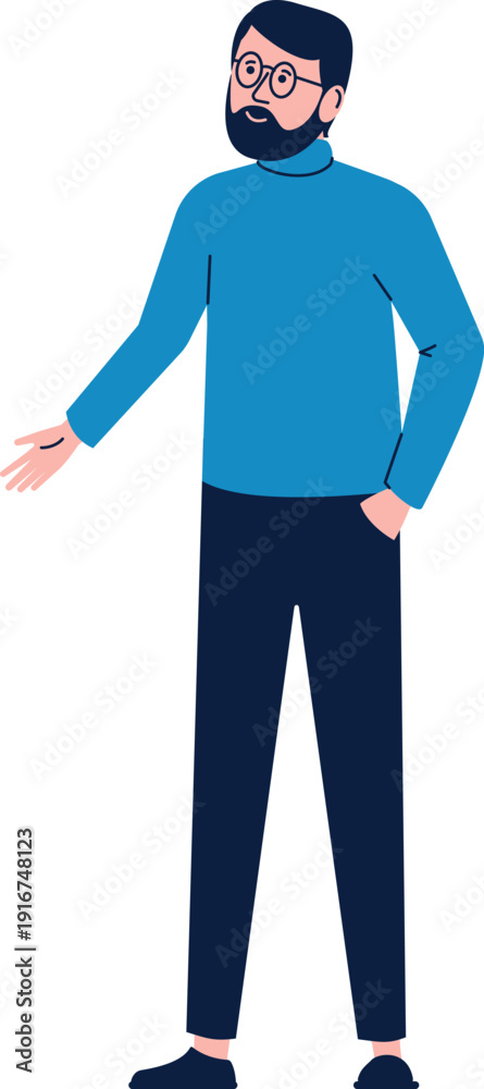 Fototapeta premium Gesturing middle age man. Talking color character
