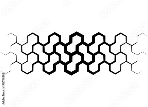 Abstract vector pattern of black honeycombs on a white background. design element. Abstract background for covers, advertising, posters, packaging. geometric shapes. Decorative stripe. Border