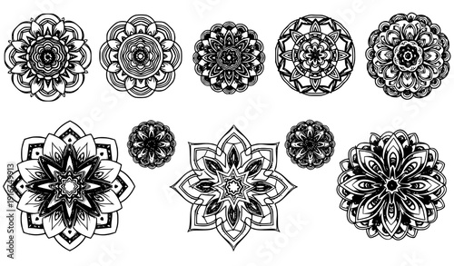 Bold floral mandala vector collection for seamless repeat pattern creation