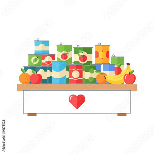 Grocery Canned Goods and Fresh Fruit on Table