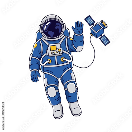 Astronaut in Space Suit with Satellite