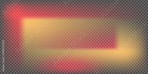 Red orange light leak film overlay effect on transparent checkered background for vintage photo design and creative digital compositing