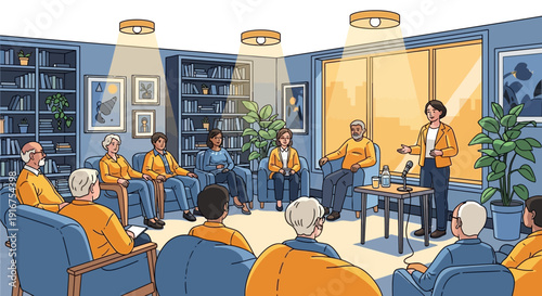 Team Meeting in Cozy Community Room