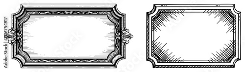 Set of two vintage ornate frames and decorative borders in classic engraved style