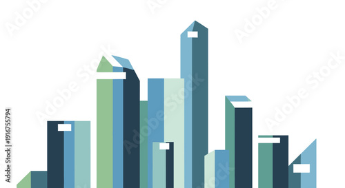 Abstract Geometric Cityscape with Tall Buildings.