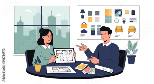 Architects Discussing House Plans and Design Ideas.