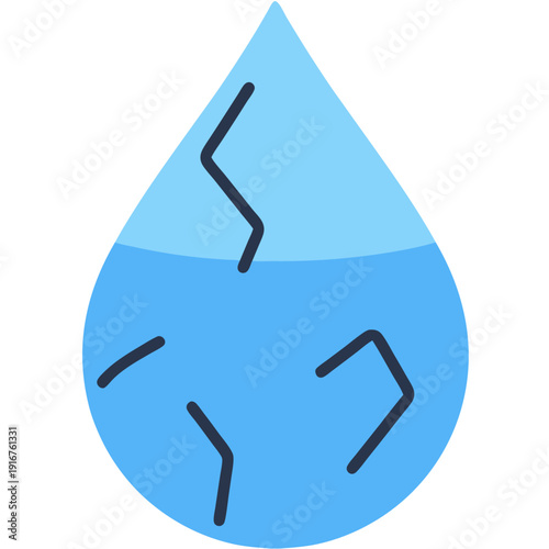 Polluted Water Drop Vector Illustration Graphic Icon Representing Environmental Crisis, Water Contamination, and Global Sustainability Issues