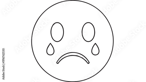 Simple sad emoji face with tears expressing sorrow and disappointment.