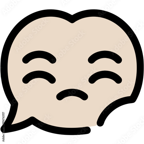 Sad Speech Bubble Vector Illustration with Unhappy Face Icon, Expressing Negative Emotion, Disappointment, or Communication Problem in Flat Design.