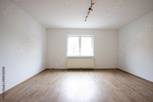 empty apartment, bedroom or study, for sale, no furniture, no curtains