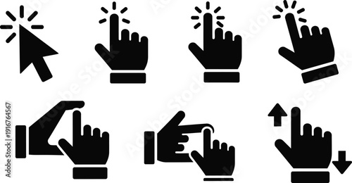 Computer mouse and hand cursor icons for user interface