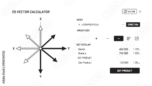 2D Vector Diagram with Axes, Projections, and Component Magnitudes for Coordinate Analysis.