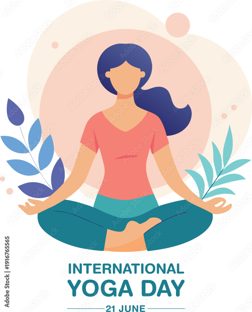 Obraz premium International yoga day illustration promoting wellness and mindfulness globally on june 21st