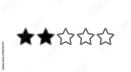 Five Stars Rating Illustration Black White.